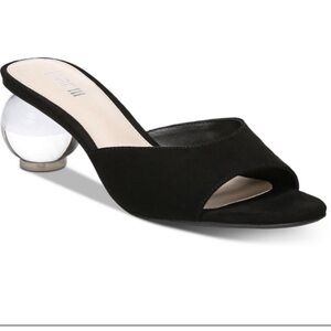Bar III Black Mule with Clear Heel